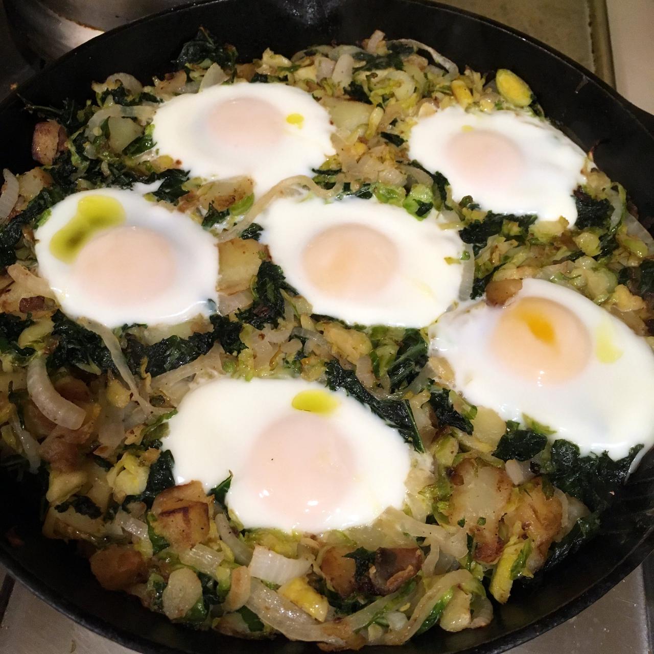 Brussels sprouts and kale hash
