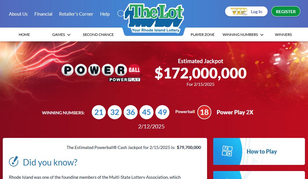 Powerball screen capture from February 13, 2025  (Quick: How much do you get if you win?)